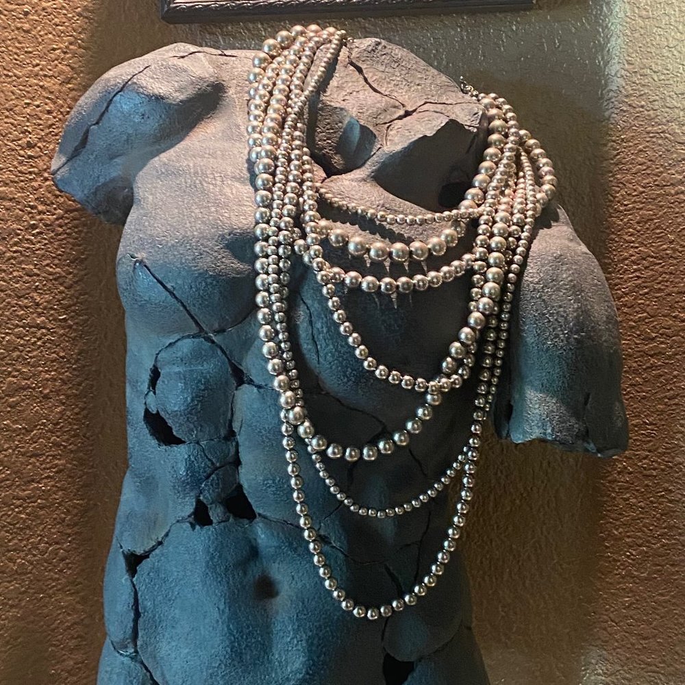 Multi Strand Silver Bead Necklace